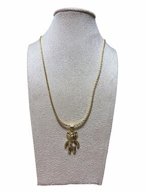 Gold Plated Teddy Bear Pendant Necklace - Women Jewelry